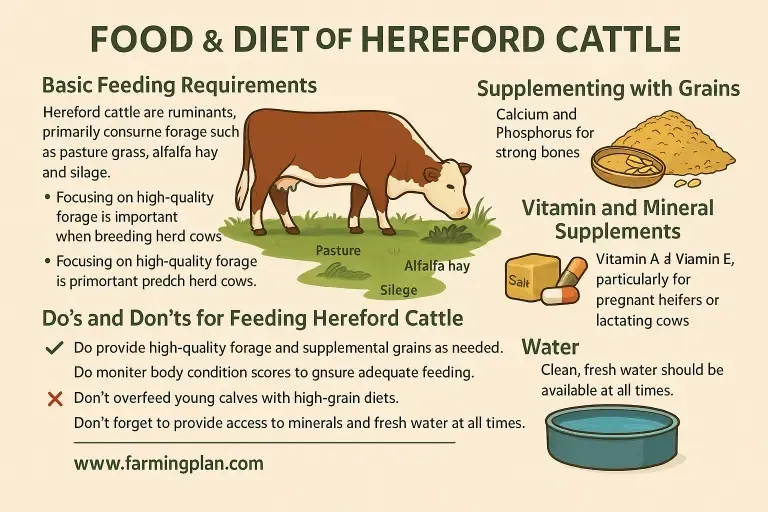 Hereford Cattle - Farming & Breed Profile Food & Diet of Hereford Cattle