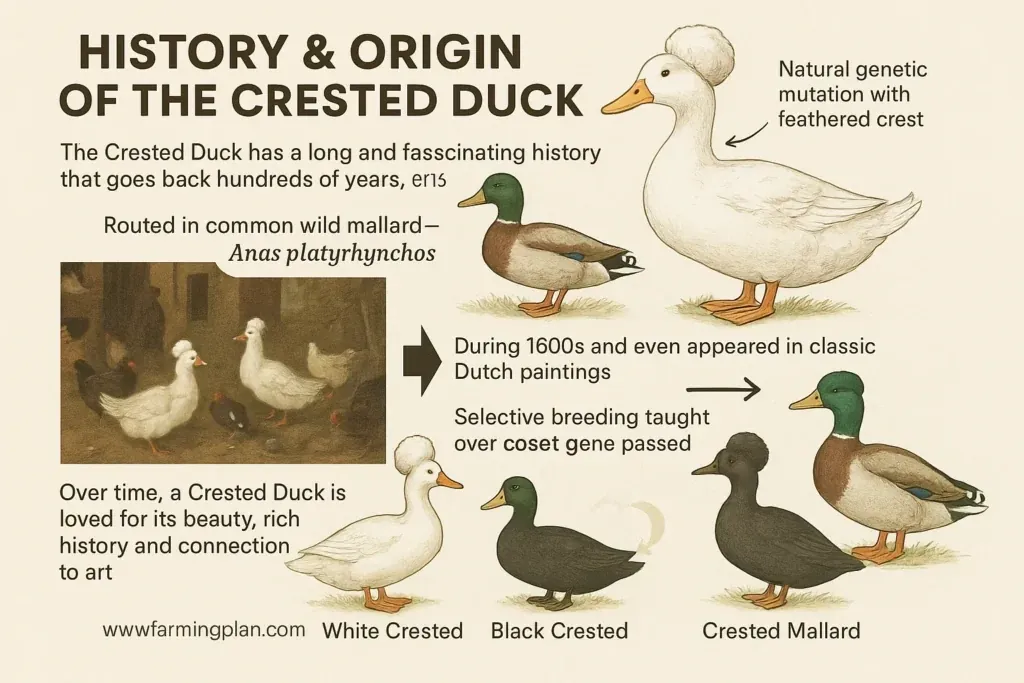 history & origin of the crested duck