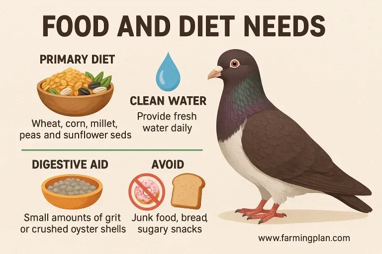 Lahore Pigeon Charm - Farming & Breed Profile food and diet needs of lahore pigeon