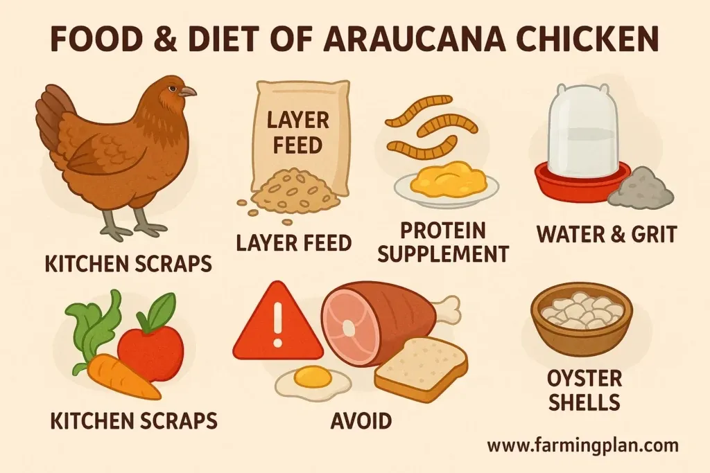 food & diet of araucana chicken