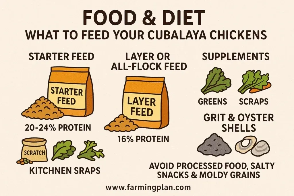 food & diet of cubalaya chickens