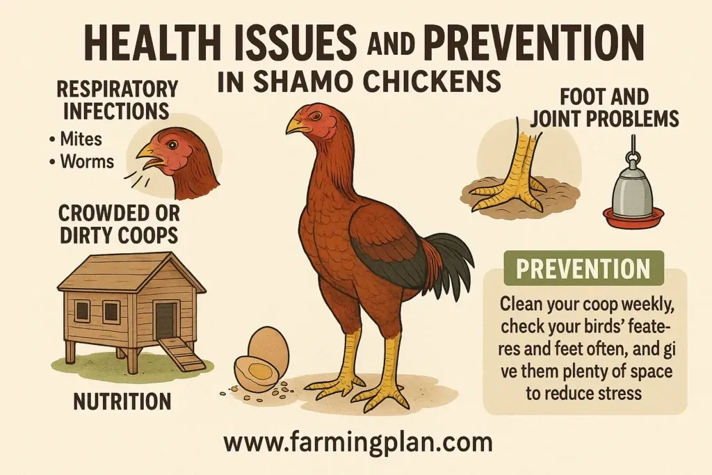Shamo Chicken - Farming & Breed Profile health issues and prevention in shamo chickens