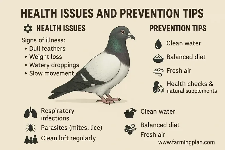 Lahore Pigeon Charm - Farming & Breed Profile health issues and prevention tips of lahore pigeon