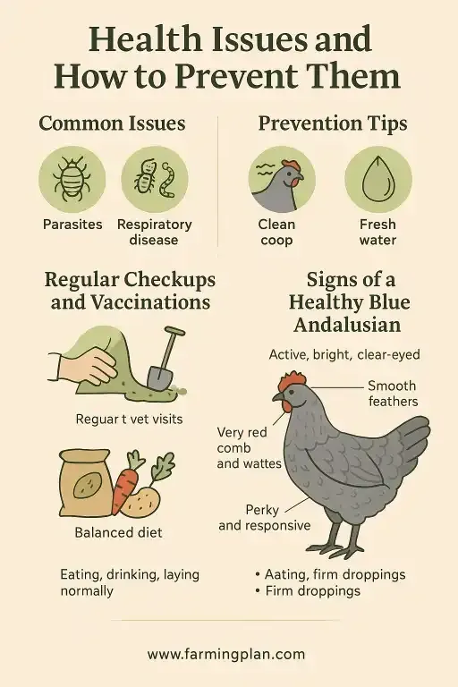 health issues of of the blue andalusian chicken