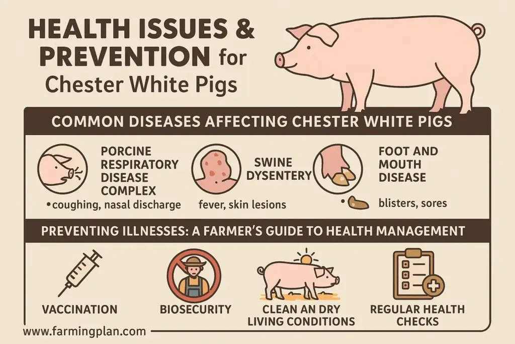 Chester White Pig - Farming & Breed Profile Health Issues & Prevention for Chester White Pigs