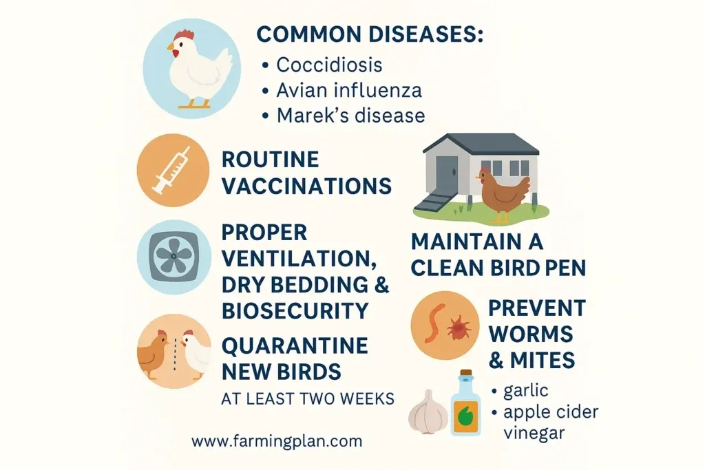 health issues & prevention for classifications of poultry
