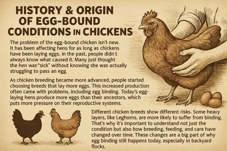 history and origin of egg-bound conditions in chickens