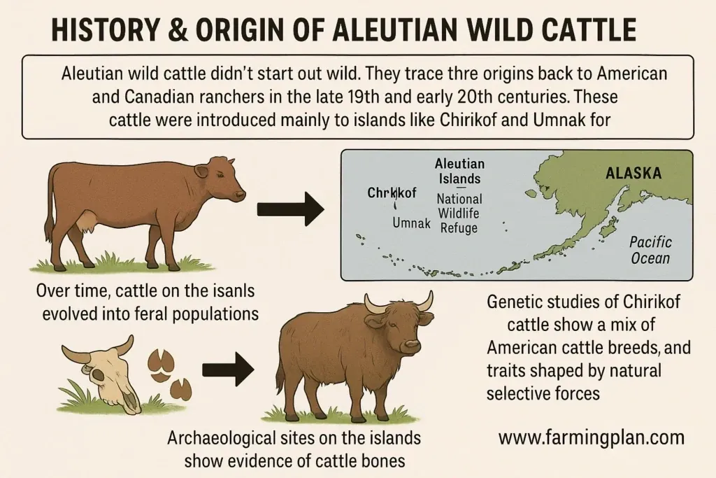 history & origin of aleutian wild cattle 