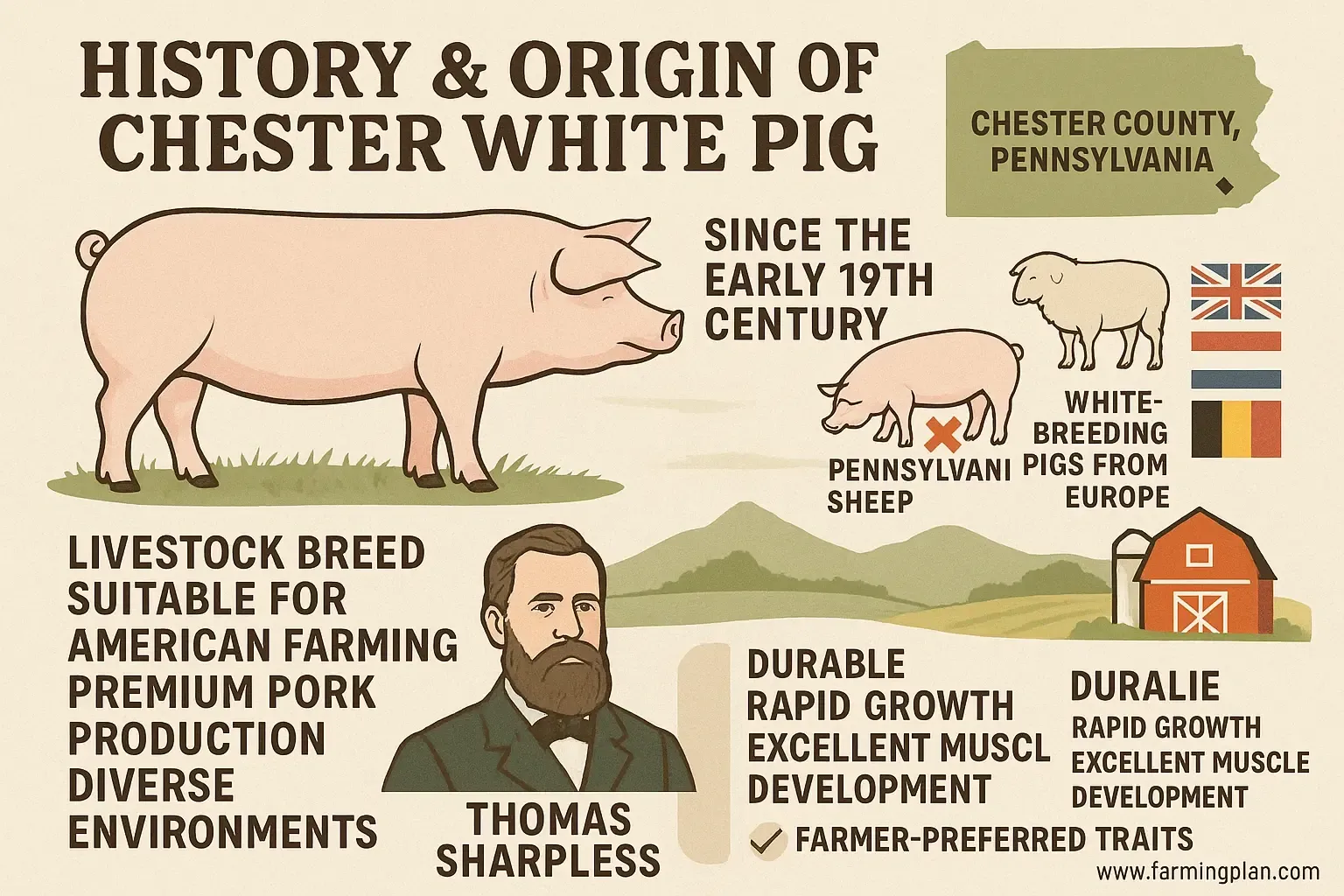 Chester White Pig - Farming & Breed Profile history & origin of chester white pig