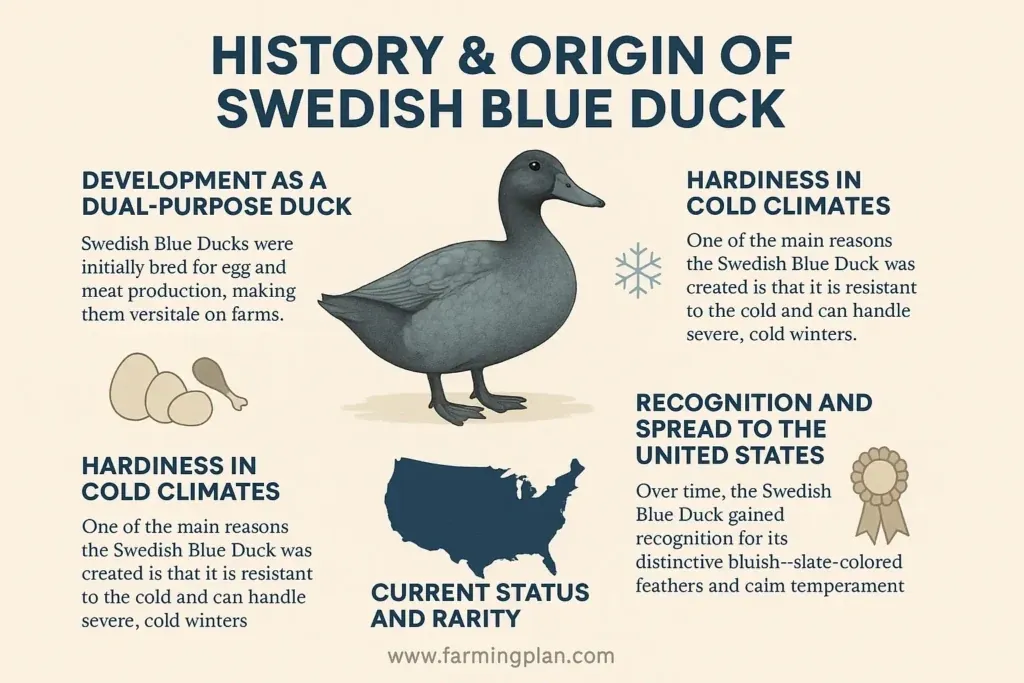 history and origin of swedish blue duck