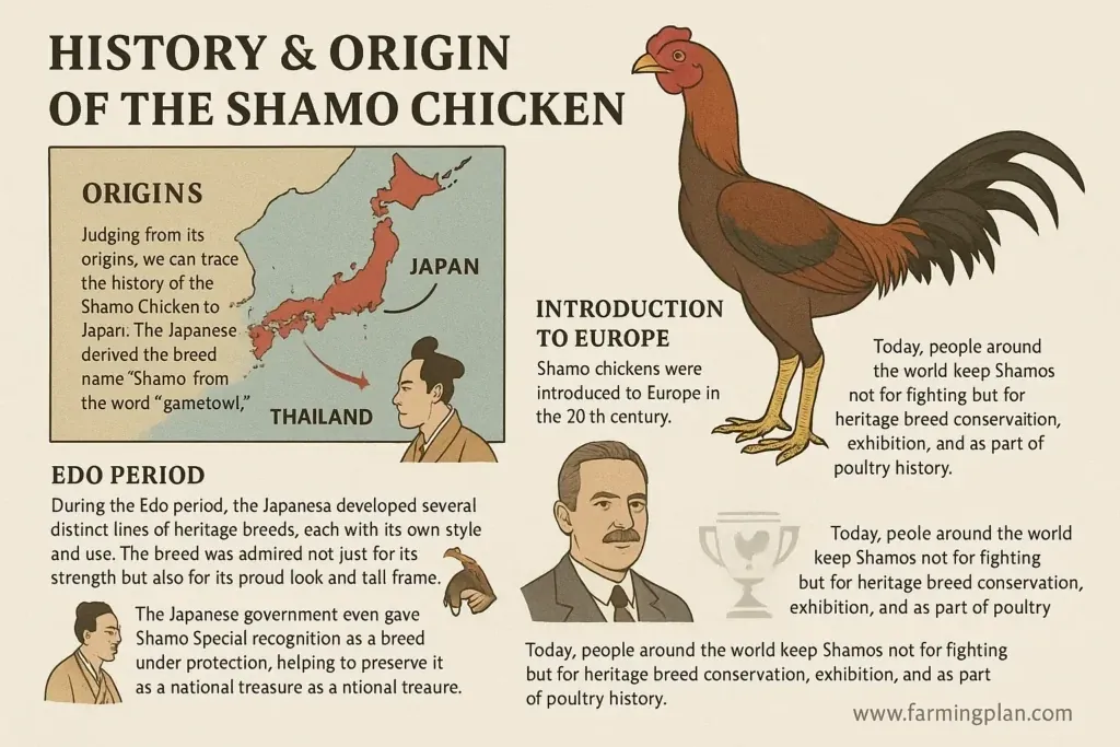 Shamo Chicken - Farming & Breed Profile history & origin of the shamo chicken