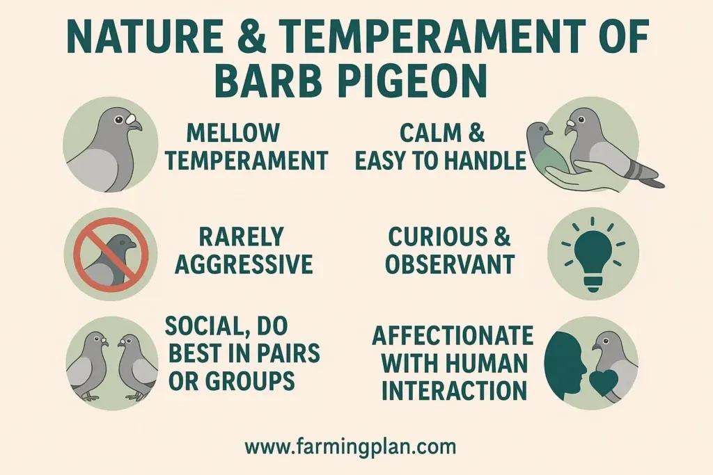 nature & temperament of barb pigeon