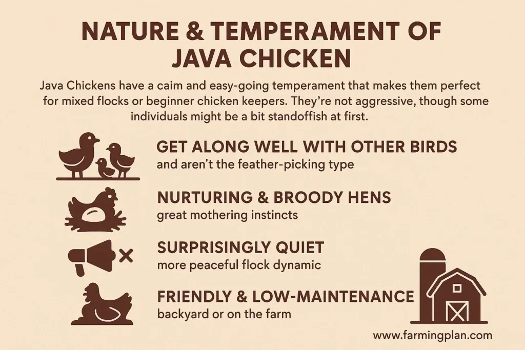 nature & temperament of java chicken