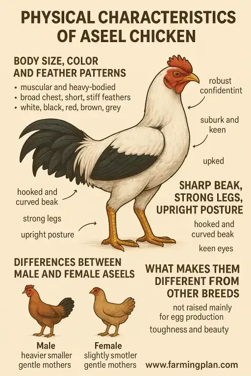 Physical Characteristics of Aseel Chicken